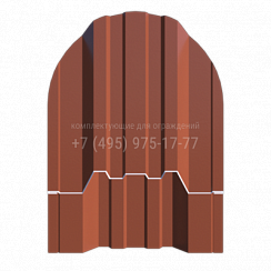 Металлический штакетник UNIX толщиной 0.50, шириной 118 мм, порошковый, RAL8004. Цена указана за погонный метр. Возможная длина — от 0.5 до 3-x метров с шагом 1 сантиметр.